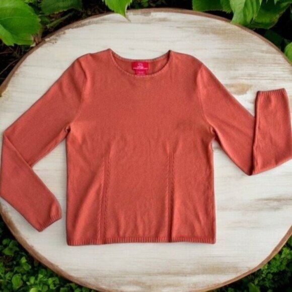 Oscar De La Renta Vintage Pullover Sweater Size Medium Burnt Orange Long Sleeves - Picture 16 of 16